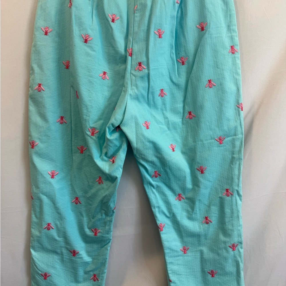 Lilly Pulitzer Turquoise Pants with Pink Bees Embroidery - Picture 5 of 7